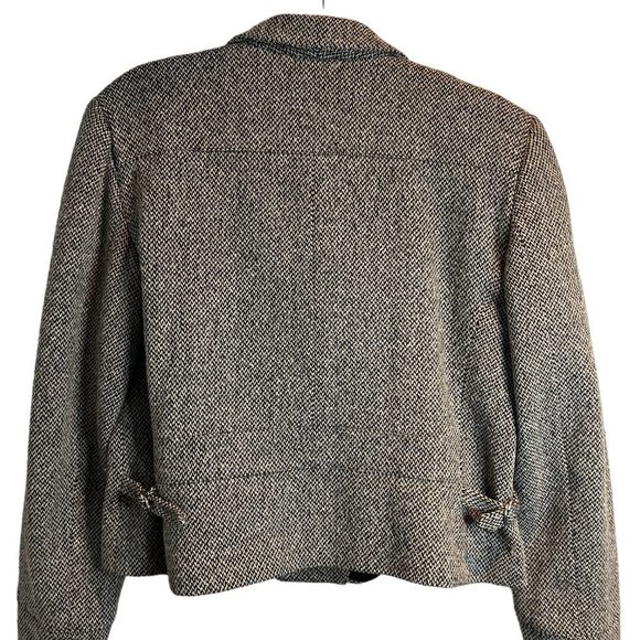 Ralph Lauren Checkered Wool Mini Coat Moto Zip - Picture 3 of 6